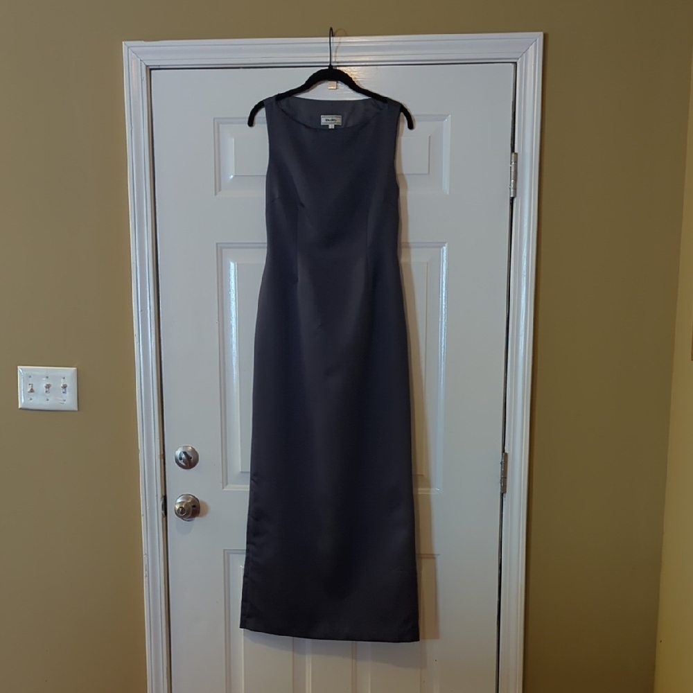 Heddy Open Back Formal Dress Size 4 Gray Minimalist Wedding Guest Vintage 90s